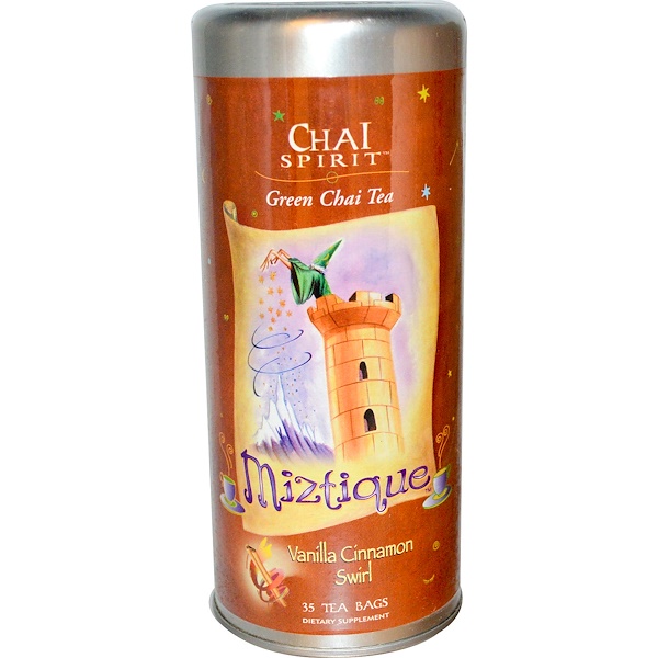 Fun Fresh Foods, Miztique, Chia Spirit, Green Chia Tea, Vanilla Cinnamon Swirl, 35 Tea Bags (Discontinued Item) 