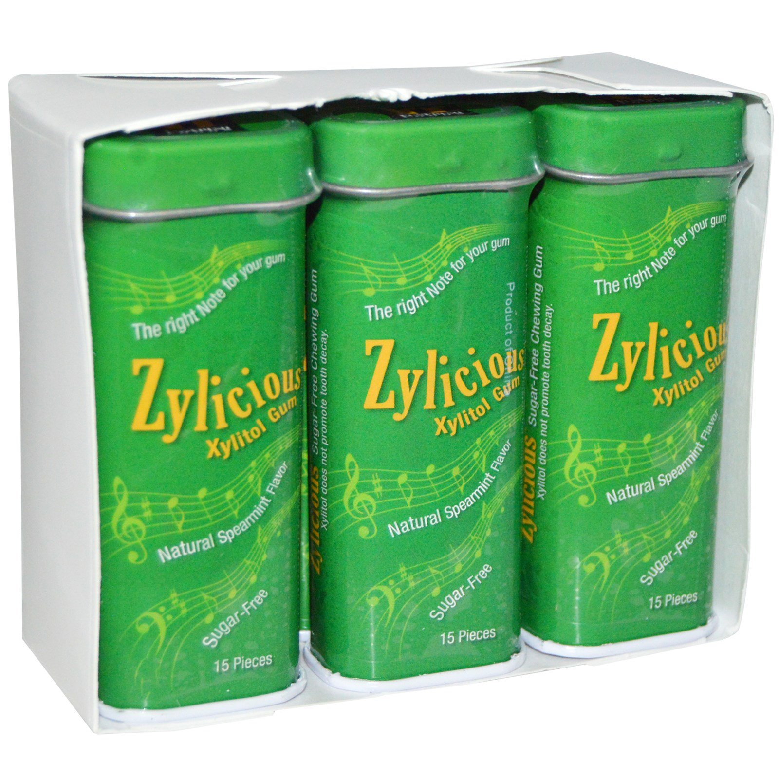 FunFresh Foods, Zylicious Xylitol Gum, Natural Spearmint Flavor, 6 Tins