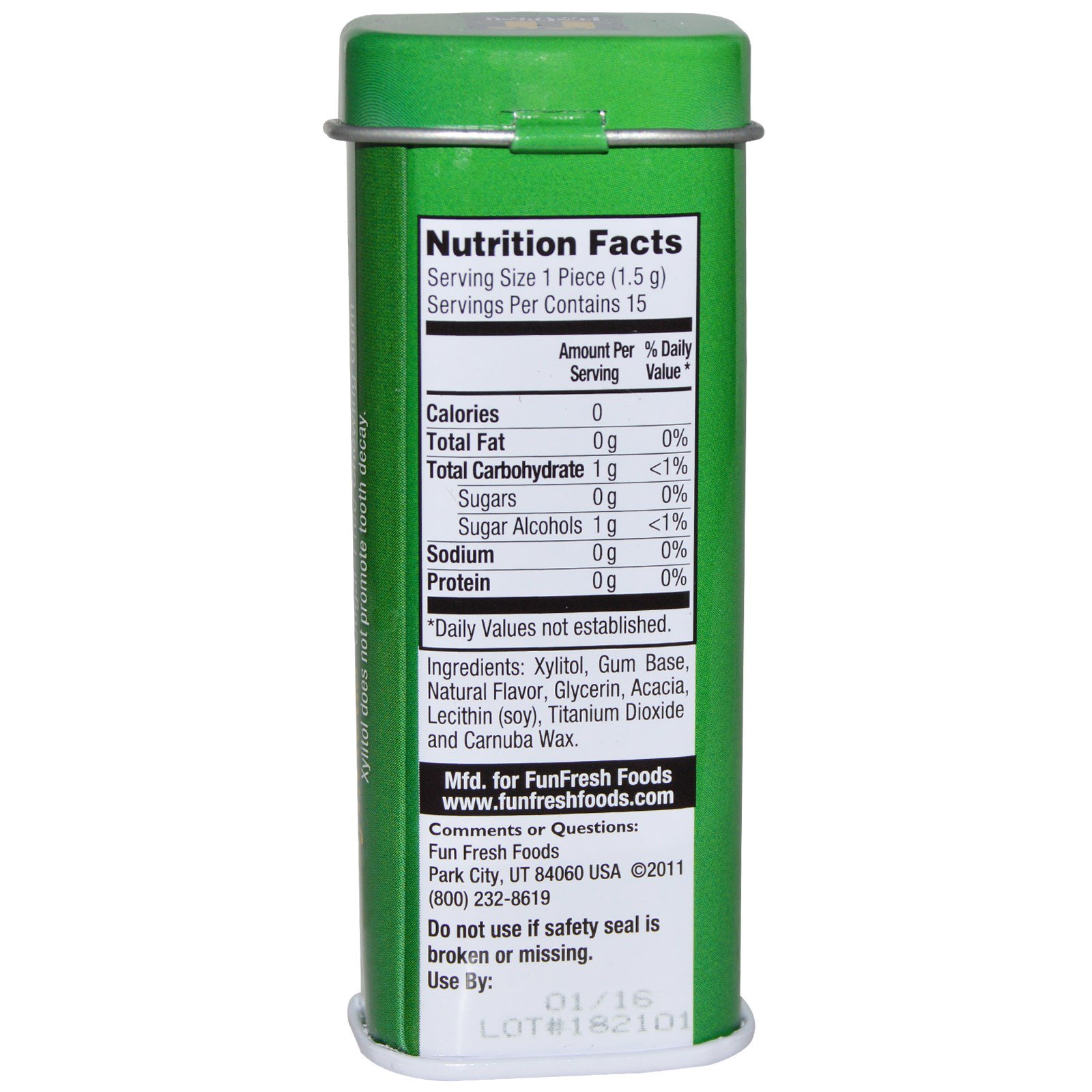 FunFresh Foods, Zylicious Xylitol Gum, Natural Spearmint Flavor, 6 Tins