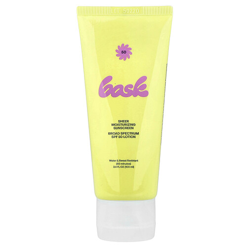 Bask Suncare, Sheer Moisturizing Sunscreen Lotion, feuchtigkeitsspendende Sonnenschutzlotion, LSF 50, 100 ml (3,4 fl. oz.)