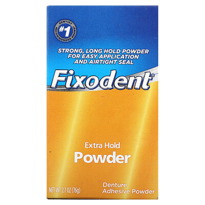 Fixodent Адгезивный порошок для зубных протезов, экстра фиксация, 76 г (2,7 унции)