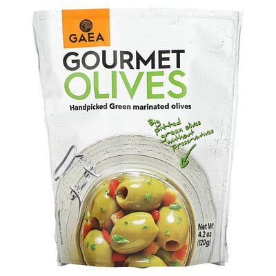 Gaea Gourmet Olives, собранные вручную маринованные оливки, 120 г (4,2 унции)