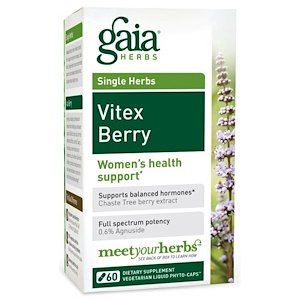 Gaia Herbs, Ягоды витекса, 60 вегетарианских жидких фито-капсул