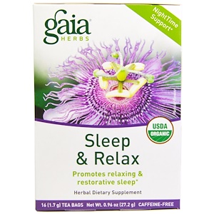 Gaia Herbs, Сон и отдых, без кофеина, 16 пакетиков, 0,96 унции (27,2 г)