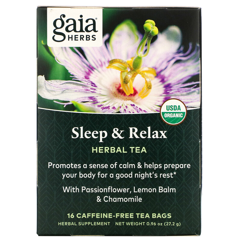 Gaia Herbs, Herbal Tea, Sleep & Relax, CaffeineFree, 16 Tea Bags, 0.96