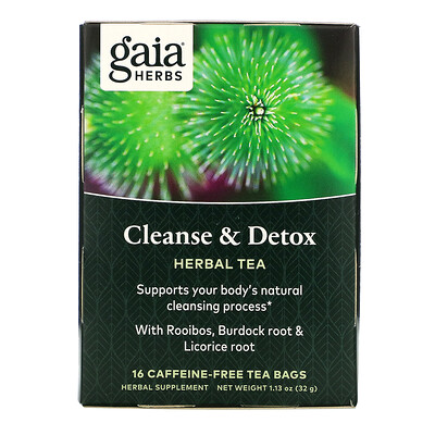 Gaia Herbs очищение и детокс, без кофеина, 16 чайных пакетиков, 32 г (1,13 унции)