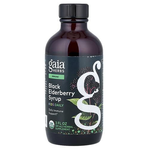 Gaia Herbs, Kids, Black Elderberry Syrup, Schwarzer-Holunder-Sirup, 89 ml (3 fl. oz.)