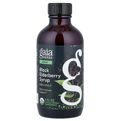 Gaia Herbs, Niños, Jarabe de saúco negro, 89 ml (3 oz. líq.)