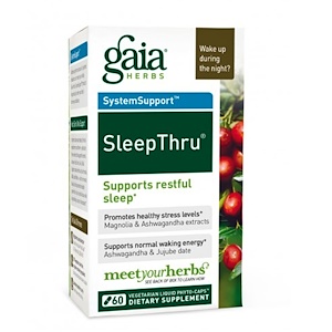 Gaia Herbs, SleepThru, 60 растительных, жидких Phyto-Caps