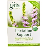 Отзывы о Gaia Herbs, Поддержка лактации, чай для кормящих женщин, без кофеина, 16 чайных пакетиков, 1,13 унции (32 г)