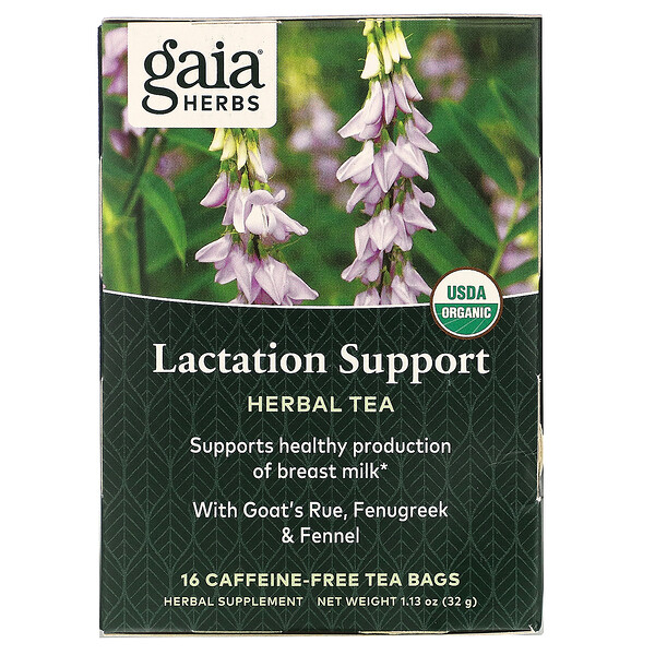Gaia Herbs, ハーブティー、授乳サポート、カフェインフリー、ティーバッグ16個、32g（1.13オンス）