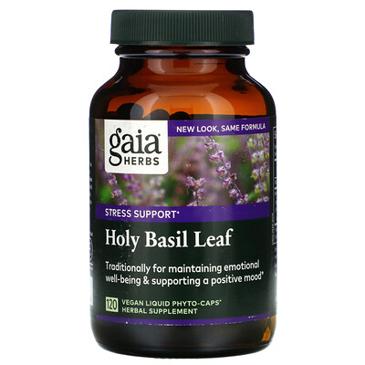 Gaia Herbs лист базилика священного, 120 веганских капсул Liquid Phyto-Caps