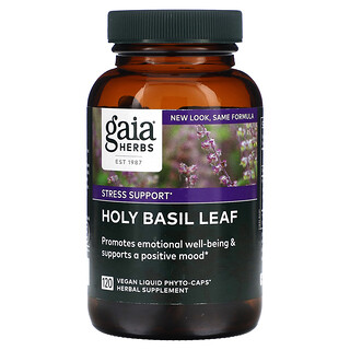 Gaia Herbs, Holy Basil Leaf, 363 mg, 120 Vegan Liquid Phyto-Caps