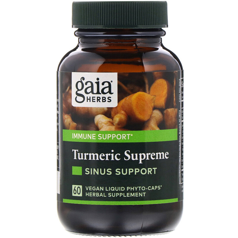 Gaia Herbs, Turmeric Supreme, Sinus Support, 60 Vegan Liquid PhytoCaps
