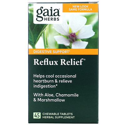 

Gaia Herbs Reflux Relief, 45 жевательных таблеток