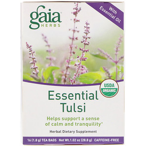 Гайа Хербс, Essential Tulsi, Caffeine-Free, 16 Tea Bags, 1.02 oz (28.8 g) отзывы покупателей