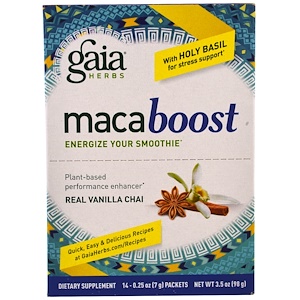 Gaia Herbs, MacaBoost, Настоящий ванильный чай, 14 пакетов, 0,25 унции (7 г) каждый