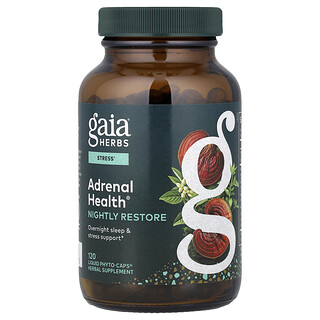 Gaia Herbs, Adrenal Health®, Restauración nocturna, 120 cápsulas líquidas de Phyto-Caps®