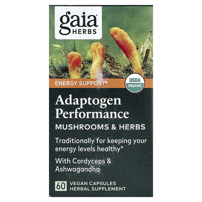 Product Image for Gaia Herbs, Adaptogen Performance, Mushrooms & Herbs, 60 Vegan Capsules