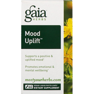 Gaia Herbs, Mood Uplift, 60 веганских фитокапусл с жидким содержимым