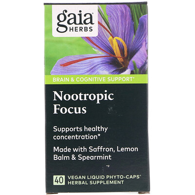 

Gaia Herbs Nootropic Focus, 40 Vegan Liquid Phyto-Caps