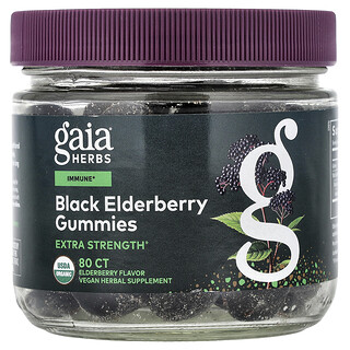 Gaia Herbs, 黑接骨木果軟糖，80 粒軟糖