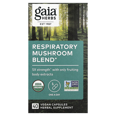 Gaia Herbs, Mezcla de hongos para las vías respiratorias, 40 cápsulas veganas
