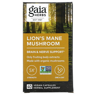 Gaia Herbs, 猴头菇，40 粒全素胶囊