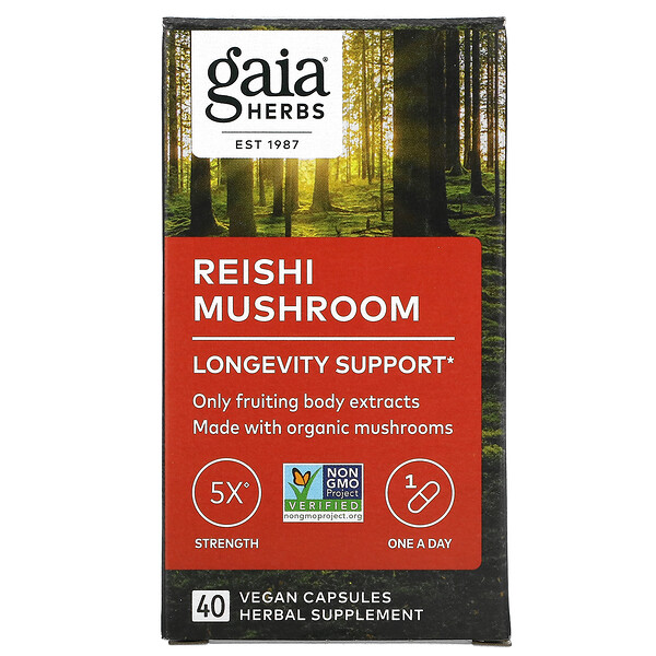 Gaia Herbs‏, Reishi Mushroom, 40 Vegan Capsules