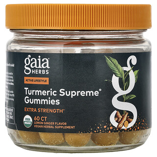 Gaia Herbs, Gommes Turmeric Supreme®, Citron et gingembre, 60 gommes
