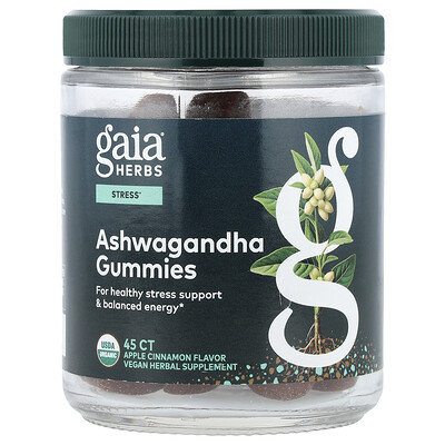 Gaia Herbs, Gomitas de ashwagandha, Manzana y canela, 45 gomitas