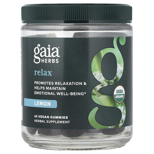 Gaia Herbs Relax Gummies, Lemon, 45 Vegan Gummies