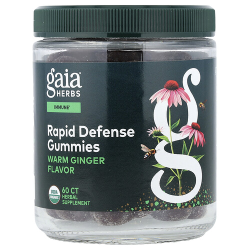 Gaia Herbs, Rapid Defense Gummies, Fruchtgummis zur schnellen Abwehr, warmer Ingwer, 60 Fruchtgummis