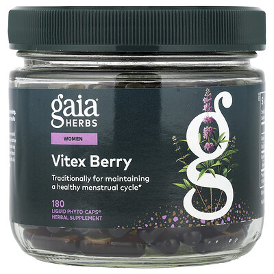 Gaia Herbs, Bayas de sauzgatillo para mujeres, 180 cápsulas Phyto-Caps® con contenido líquido (500 mg por cápsula)
