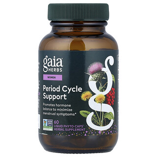 Gaia Herbs, Refuerzo para el período y el ciclo menstrual para mujeres, 60 cápsulas Phyto-Caps® líquidas