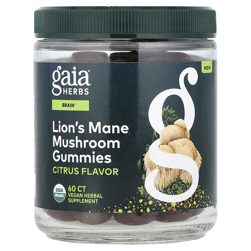 Gaia Herbs Lion's Mane Mushroom Gummies, Citrus, 60 Gummies