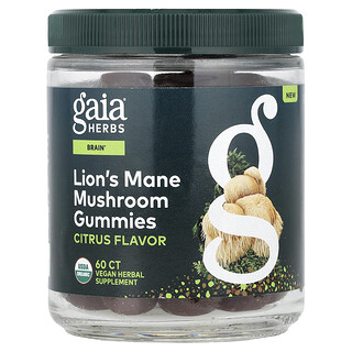 Gaia Herbs, Lion‘s Mane Mushroom Gummies, Löwenmähne-Pilz-Fruchtgummis, Zitrus, 60 Fruchtgummis