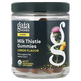 Gaia Herbs, Mjölktistelgummi, citron, 60 veganska gummies