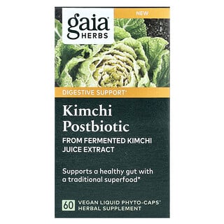 Gaia Herbs, Kimchi Postbiotic, 1,2 g, 60 cápsulas Liquid Phyto-Caps veganas (0,6 g por cápsula)