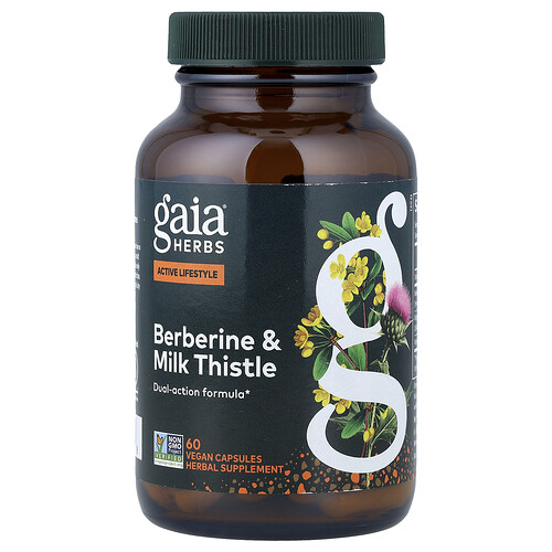 Gaia Herbs, Berberine & Milk Thistle, Berberin und Mariendistel, 60 vegane Kapseln