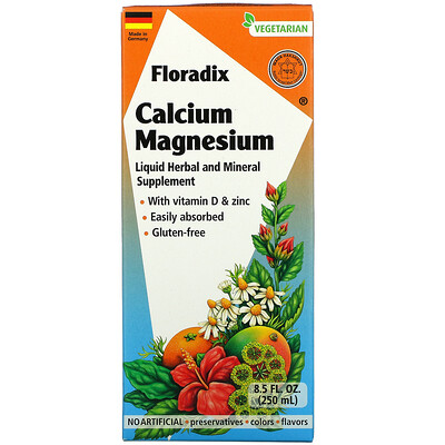 Gaia Herbs Floradix, Calcium Magnesium, 8.5 fl oz (250 ml)