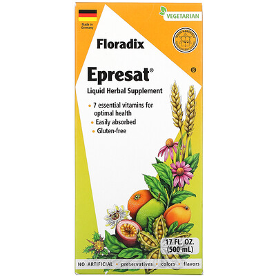 Gaia Herbs Floradix, Epresat, Liquid Herbal Supplement, 17 fl oz (500 ml)