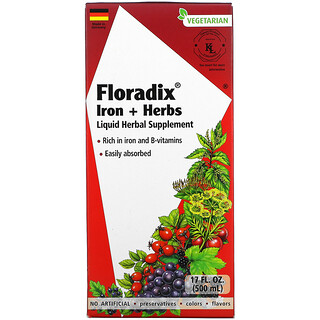 Gaia Herbs, Floradix，鐵 + 草本，17 液量盎司（500 毫升）