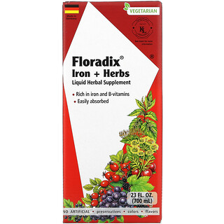Gaia Herbs, Floradix, Iron + Herbs, Liquid Herbal Supplement, 23 fl oz (700 ml)