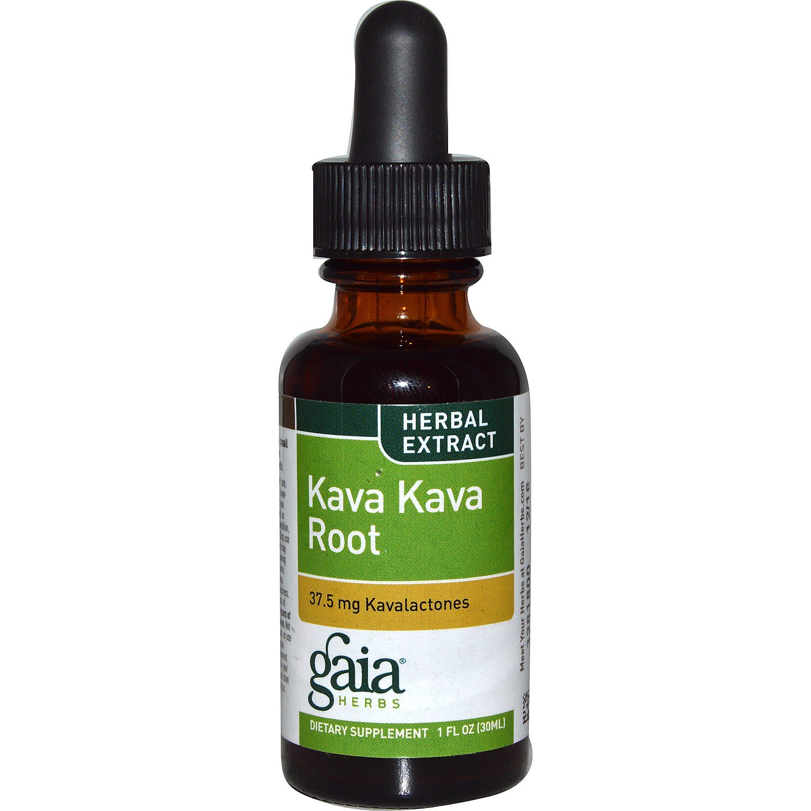 Gaia Herbs, Корень кава-кавы, экстракт трав, 1 жидкая унция (30 мл)