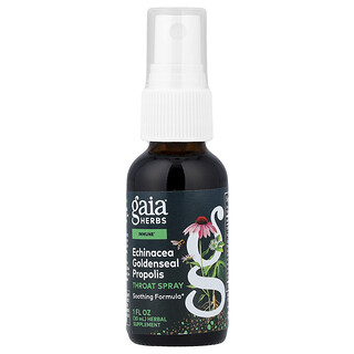 Gaia Herbs, Equinácea con Sello de Oro y Propóleos, Spray para la Garganta, 1 fl oz (30 ml)