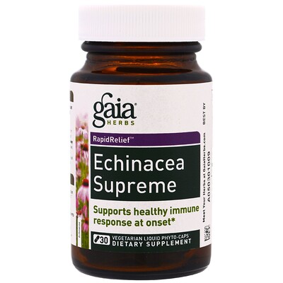 Gaia Herbs Echinacea Supreme, 30 вегетарианских жидких фитокапсул