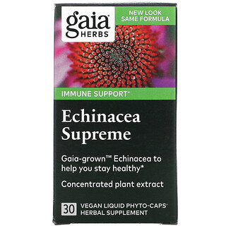 Gaia Herbs, Echinacea Supreme, 30 веганских жидких фитокапсул