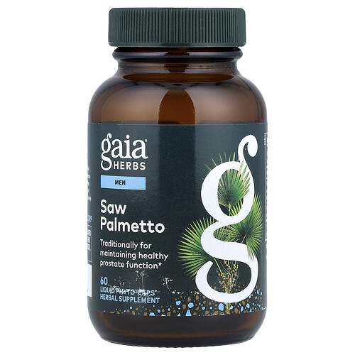 Gaia Herbs, Men, Saw Palmetto, Sägepalmenbeere für Männer, 60 flüssige Phyto-Caps®