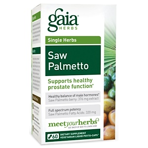 Gaia Herbs, Со пальметто, 60 жидких фито-капсул на растительной основе